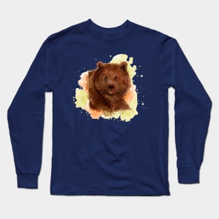 Grizzly Bear Watercolor Long Sleeve T-Shirt